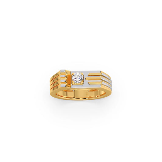 0.30 Carat Linear Diamond Men's Classic Two Tone Ring 0.30 Carat Linear Diamond Men's Classic Two Tone Ring - Yellow