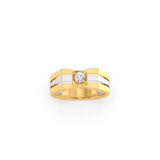 0.30 Carat Segmented Diamond Men's Classic Dual Tone Ring 0.30 Carat Segmented Diamond Men's Classic Dual Tone Ring - Yellow