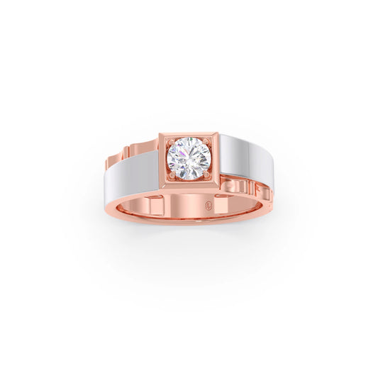 0.66 Carat Dual Tone Textured Diamond Men's Classic Ring 0.66 Carat Dual Tone Textured Diamond Men's Classic Ring - Rose