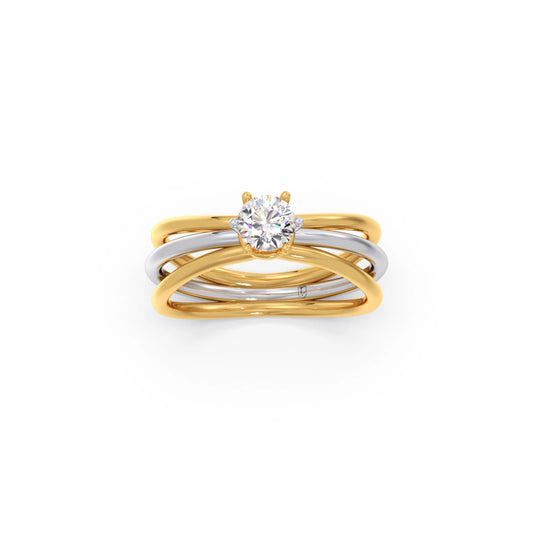 Intertwined Two-Tone Round Solitaire Ring Intertwined Two-Tone Round Solitaire Ring - Yellow