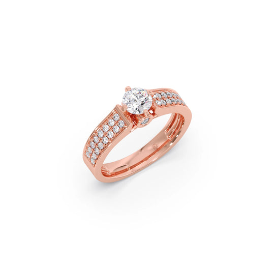 Round Diamond Solitaire Accent Ring Round Diamond Solitaire Accent Ring - Rose