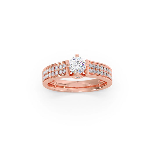 Round Diamond Solitaire Accent Ring Round Diamond Solitaire Accent Ring - Rose