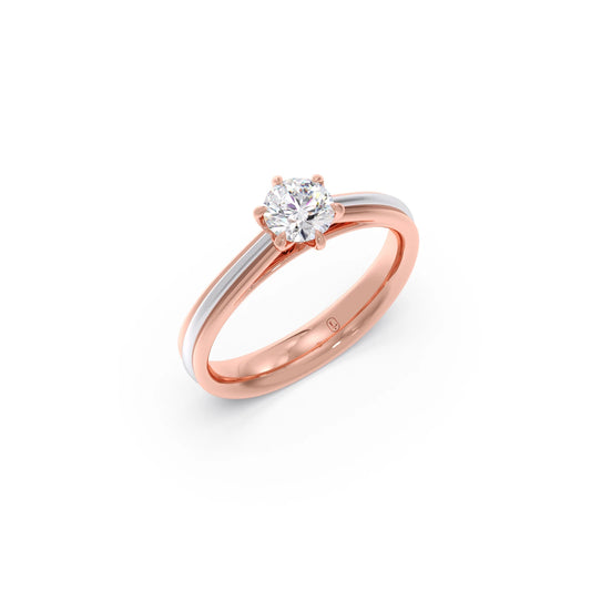 Dual-Tone Round Solitaire Engagement Ring Dual-Tone Round Solitaire Engagement Ring - Rose