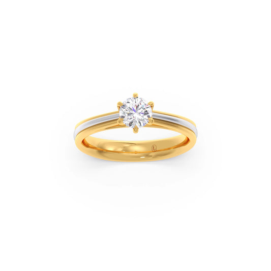 Dual-Tone Round Solitaire Engagement Ring Dual-Tone Round Solitaire Engagement Ring - Yellow