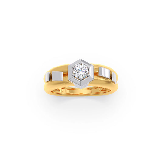 Two-Tone Men's Round Diamond Engagement Ring Two-Tone Men's Round Diamond Engagement Ring - Yellow