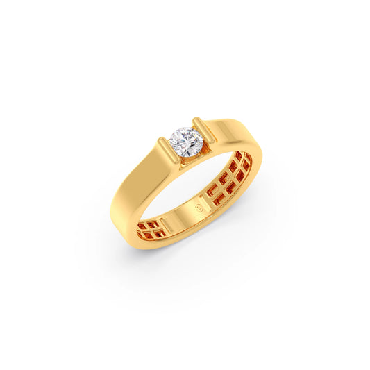 Modern Flat Band with Round Diamond Modern Flat Band with Round Diamond - Yellow
