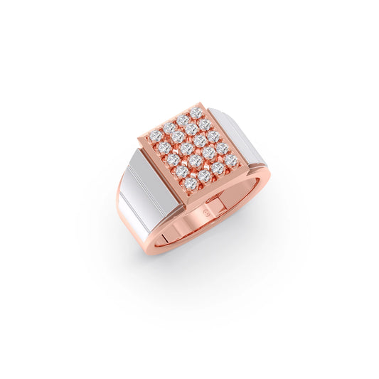 Dual Tone Luxurious Diamond Geometric Men's Band Dual Tone Luxurious Diamond Geometric Men's Band - Rose