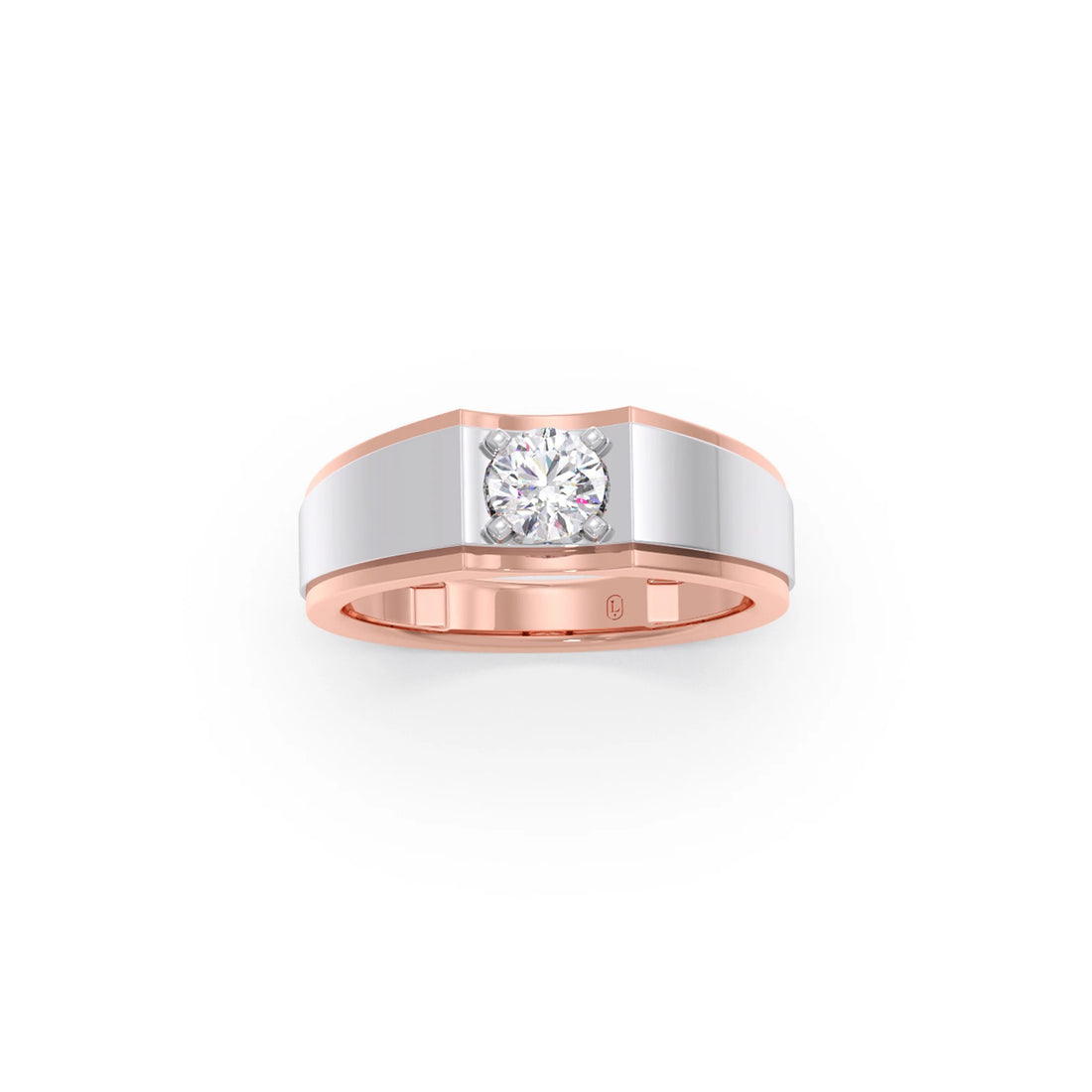 Men's Two-Tone Prong-Set Solitaire Band