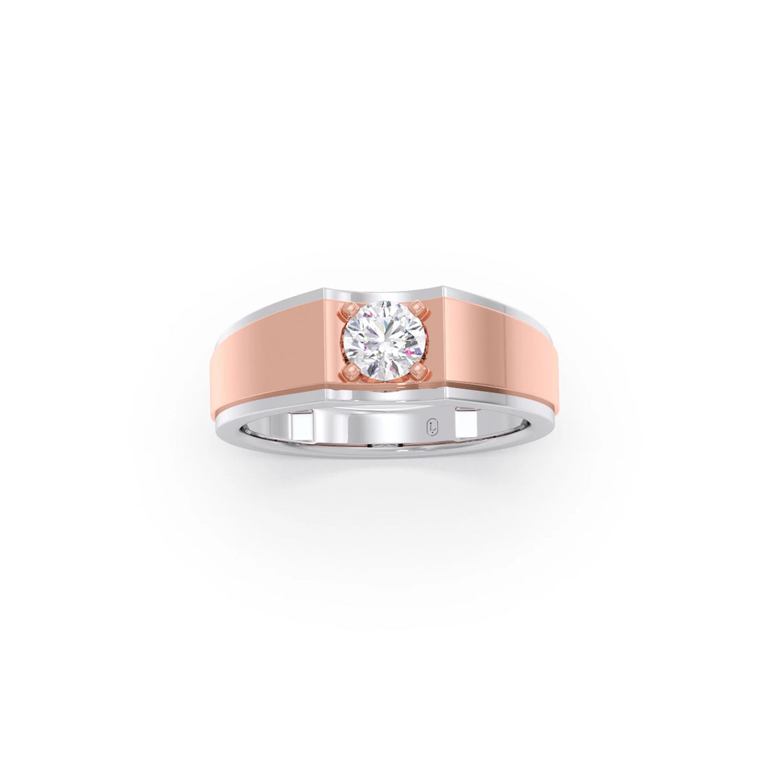 Men's Two-Tone Prong-Set Solitaire Band