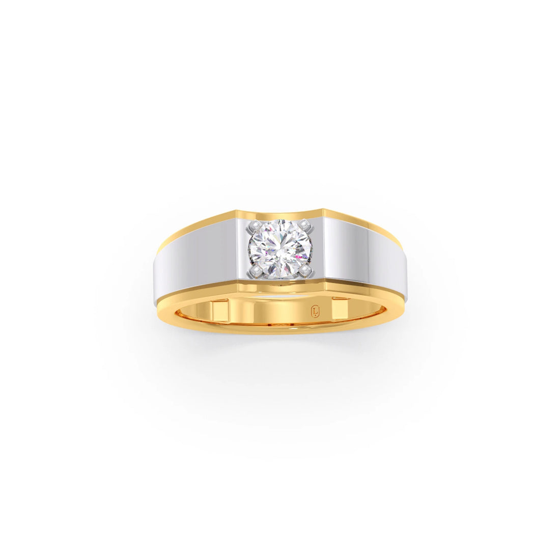 Men's Two-Tone Prong-Set Solitaire Band