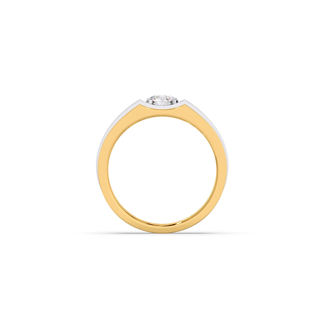 Men's Two-Tone Prong-Set Solitaire Band