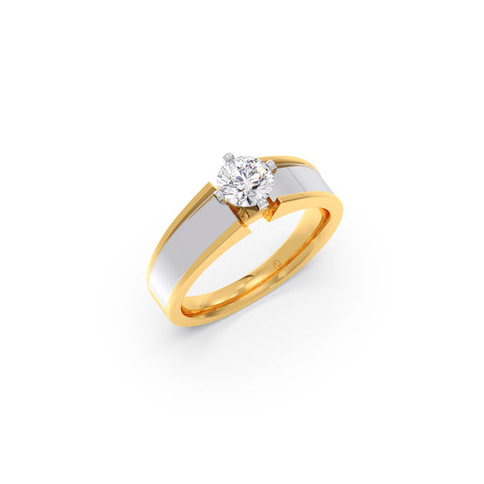 Men's Two-Tone Solitaire Engagement Ring Men's Two-Tone Solitaire Engagement Ring - Yellow