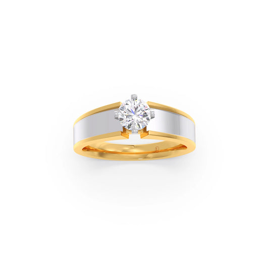 Men's Two-Tone Solitaire Engagement Ring Men's Two-Tone Solitaire Engagement Ring - Yellow