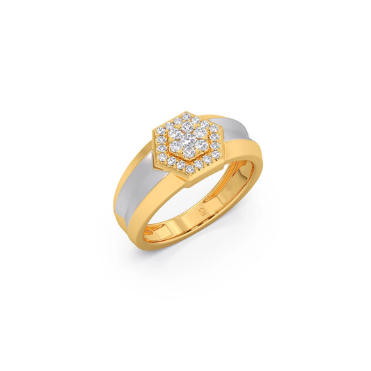 Men’s Two Tone Hexagonal Cluster Diamond Ring Men’s Two Tone Hexagonal Cluster Diamond Ring - Yellow