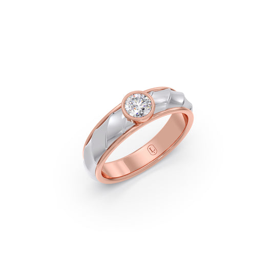 Mens Textured Solitaire Ring Mens Textured Solitaire Ring - Rose