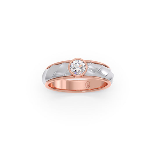 Mens Textured Solitaire Ring Mens Textured Solitaire Ring - Rose