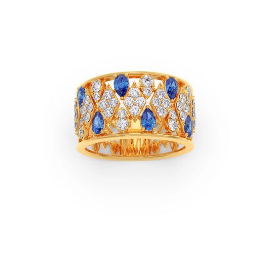 Gemstone & Diamond Wide Band Ring Gemstone & Diamond Wide Band Ring - Yellow