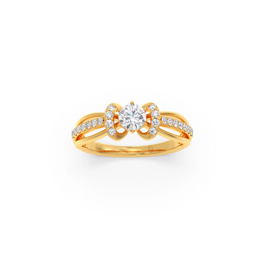 Round Solitaire with Diamond Accented Split Shank Ring Round Solitaire with Diamond Accented Split Shank Ring - Yellow