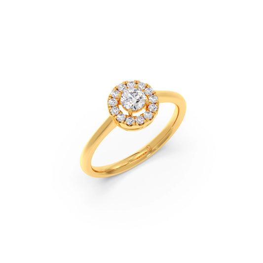 Round Halo Engagement Ring with Sleek Shank Round Halo Engagement Ring with Sleek Shank - Yellow