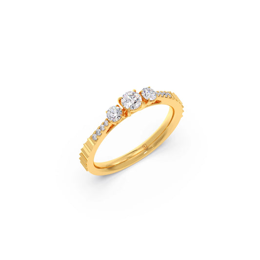 Trilogy Diamond Ring with Diamond Shoulders Trilogy Diamond Ring with Diamond Shoulders - Yellow