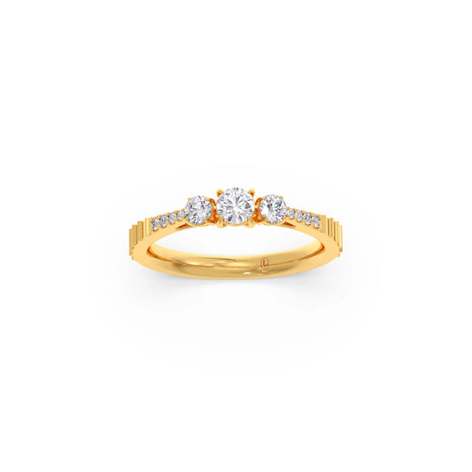 Trilogy Diamond Ring with Diamond Shoulders Trilogy Diamond Ring with Diamond Shoulders - Yellow