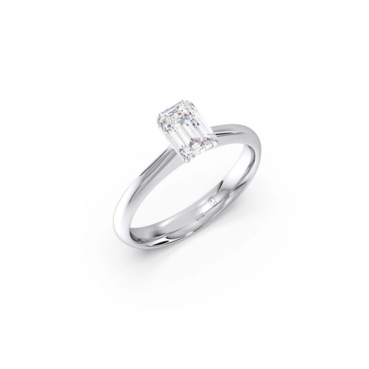 Four Prongs Emerald-Cut Solitaire Engagement Ring Four Prongs Emerald-Cut Solitaire Engagement Ring - White
