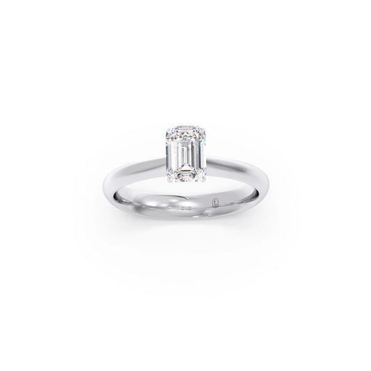 Four Prongs Emerald-Cut Solitaire Engagement Ring Four Prongs Emerald-Cut Solitaire Engagement Ring - White
