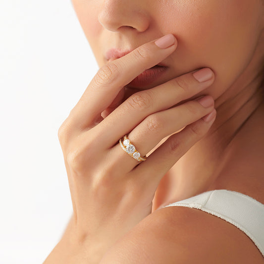 Three-Stone Engagement Ring with Accent Diamonds Three-Stone Engagement Ring with Accent Diamonds