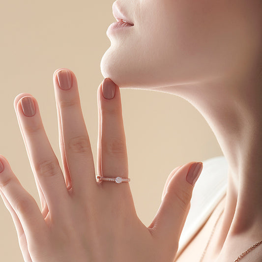 4 Prong Round Pave Engagement Ring – 4.4 MM 4 Prong Round Pave Engagement Ring – 4.4 MM