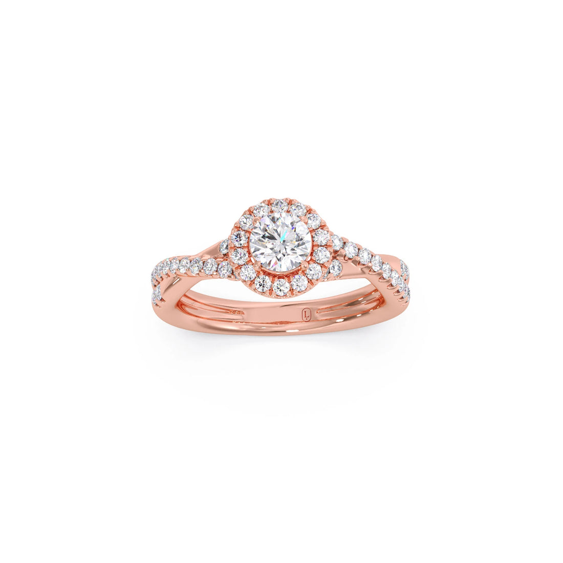 Round Halo Twisted Engagement Ring – 0.48 ct