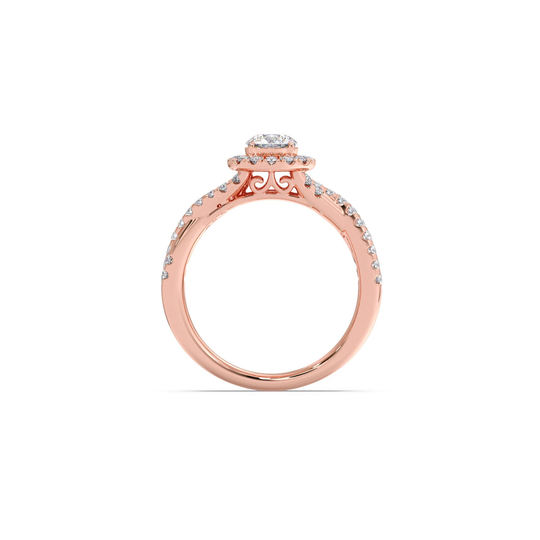 Round Halo Twisted Engagement Ring – 0.48 ct