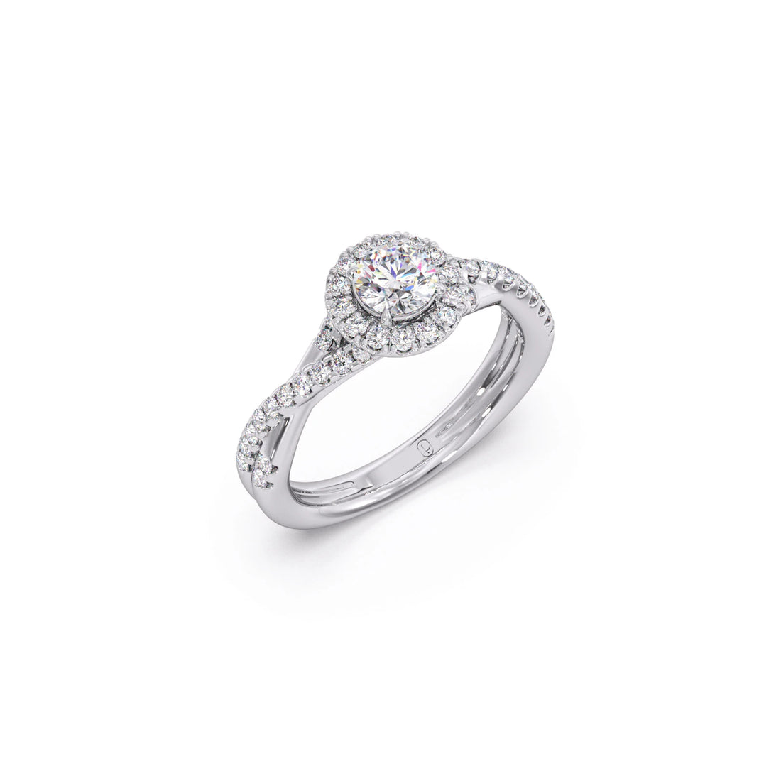 Round Halo Twisted Engagement Ring – 0.48 ct