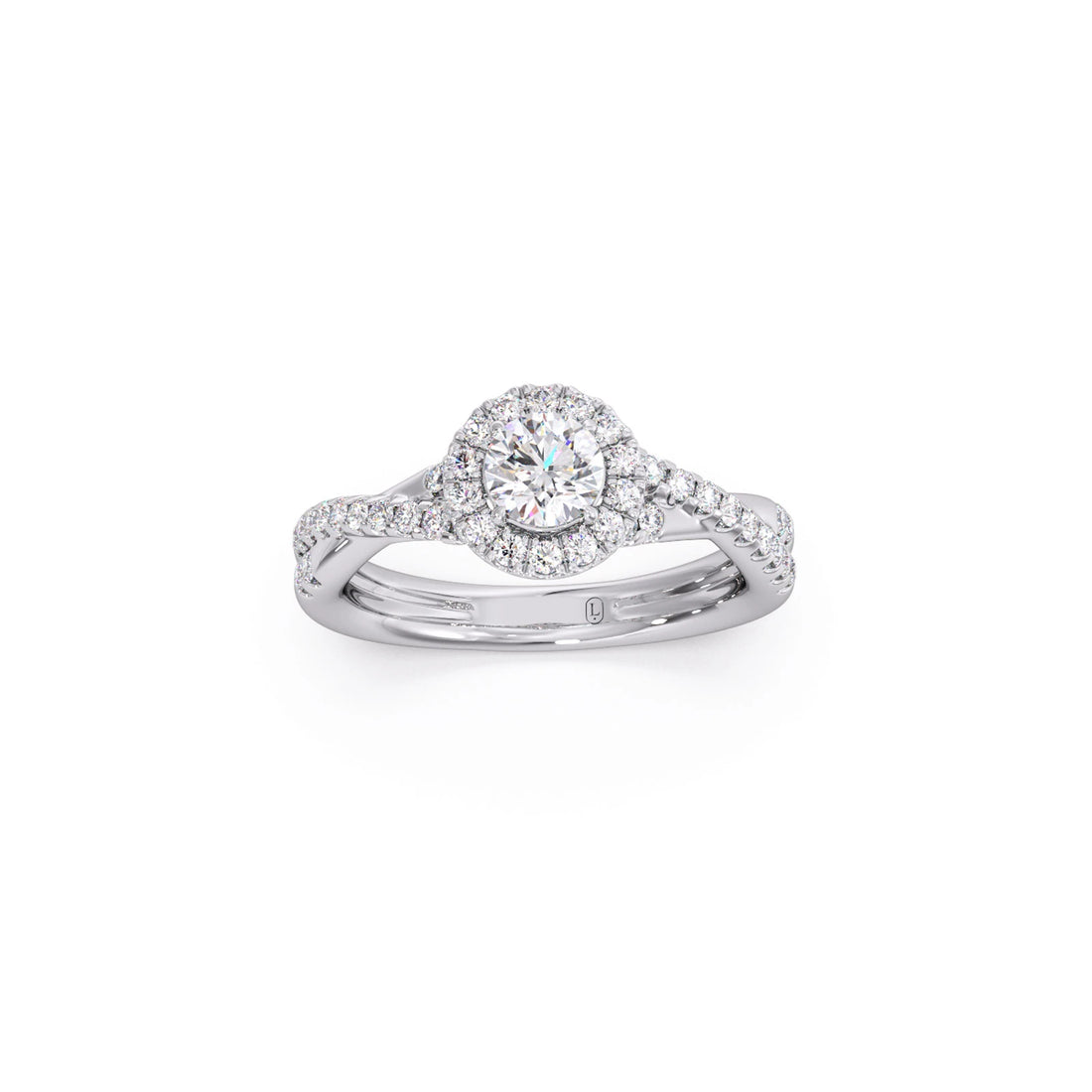 Round Halo Twisted Engagement Ring – 0.48 ct