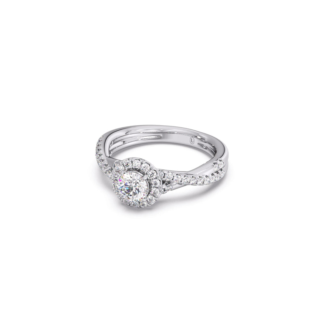 Round Halo Twisted Engagement Ring – 0.48 ct