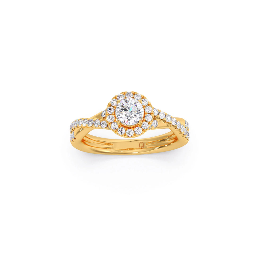 Round Halo Twisted Engagement Ring – 0.48 ct