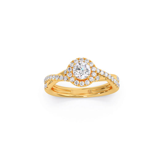 Round Halo Twisted Engagement Ring – 0.48 ct Round Halo Twisted Engagement Ring – 0.48 ct - Yellow