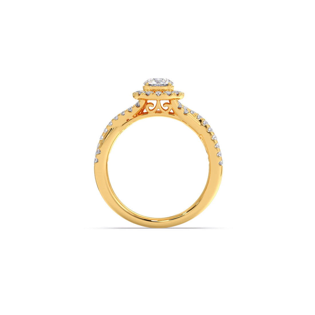 Round Halo Twisted Engagement Ring – 0.48 ct