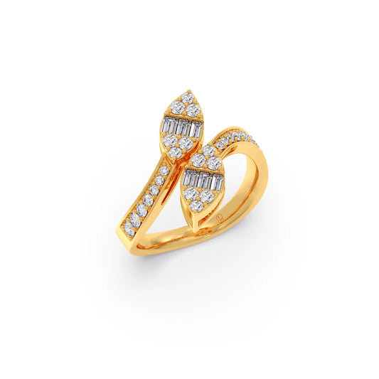 Baguette and Round Diamond Bypass Ring Baguette and Round Diamond Bypass Ring - Yellow