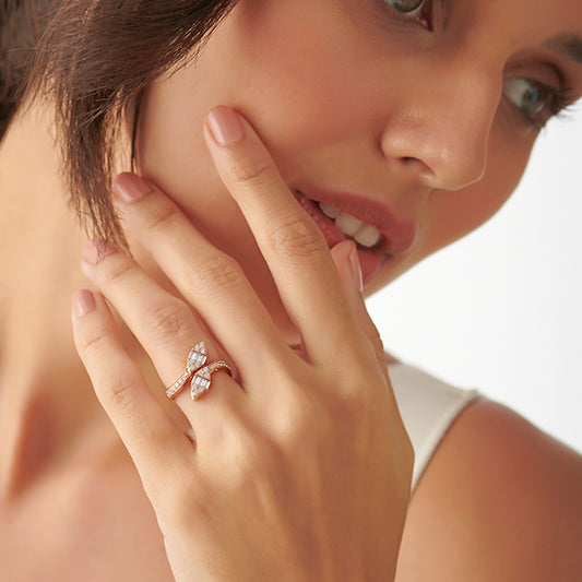 Baguette and Round Diamond Bypass Ring Baguette and Round Diamond Bypass Ring