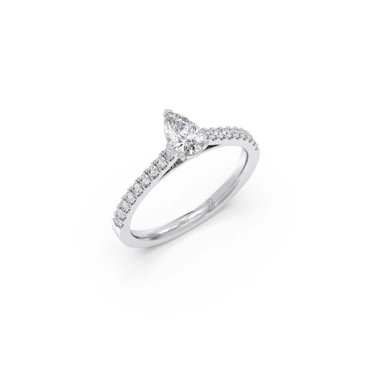 Pear Solitaire with Diamond Accents Ring Pear Solitaire with Diamond Accents Ring - White