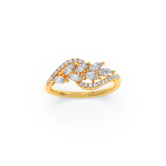 Marquise and Round Diamond Wave Ring Marquise and Round Diamond Wave Ring