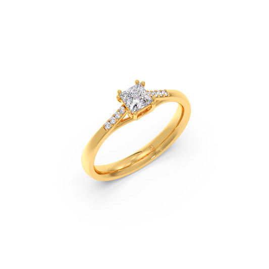 4 Prong Princess Cut Solitaire Ring 4 Prong Princess Cut Solitaire Ring - Yellow