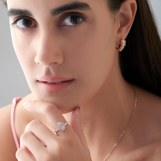 Pear Halo Engagement Ring Pear Halo Engagement Ring