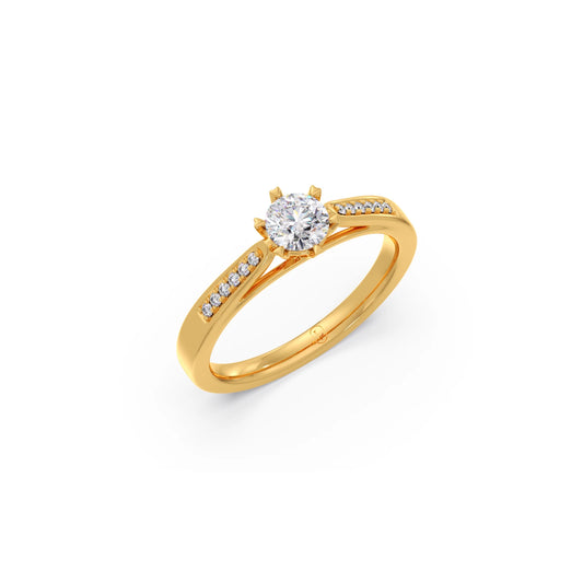 Round Solitaire Vintage Engagement Ring Round Solitaire Vintage Engagement Ring - Yellow