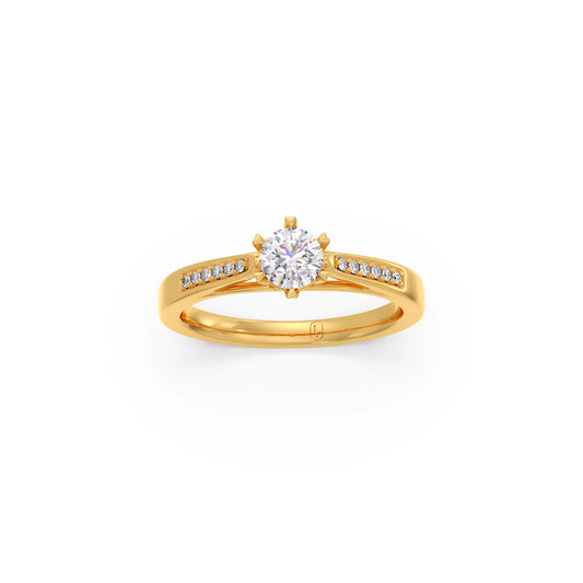 Round Solitaire Vintage Engagement Ring Round Solitaire Vintage Engagement Ring - Yellow