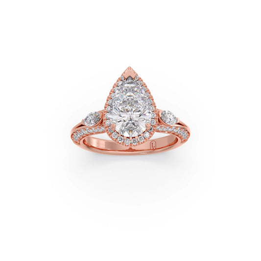 Pear Halo Engagement Ring with Side Stones Pear Halo Engagement Ring with Side Stones
