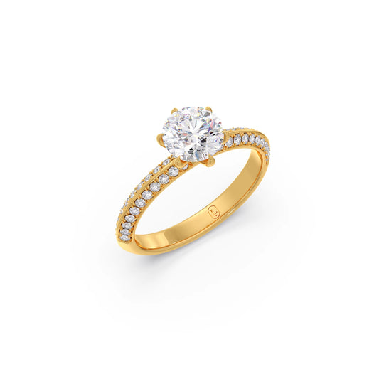 Round Diamond Pavé Engagement Ring Round Diamond Pavé Engagement Ring - Yellow