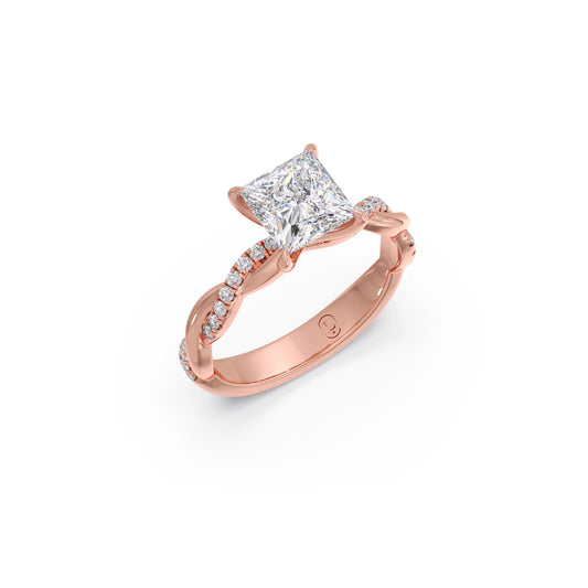 Princess Diamond Twisted Pavé Engagement Ring Princess Diamond Twisted Pavé Engagement Ring - Rose