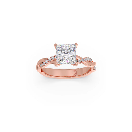 Princess Diamond Twisted Pavé Engagement Ring Princess Diamond Twisted Pavé Engagement Ring - Rose