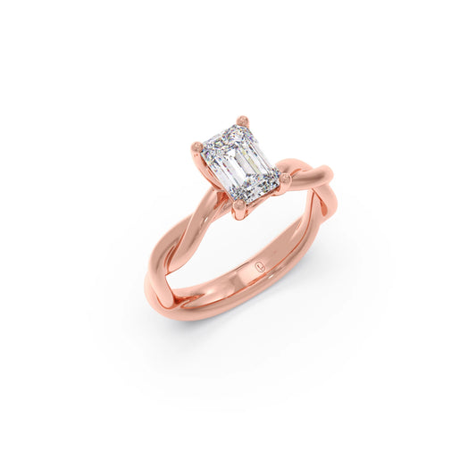 Emerald Cut Twisted Solitaire Engagement Ring Emerald Cut Twisted Solitaire Engagement Ring - Rose
